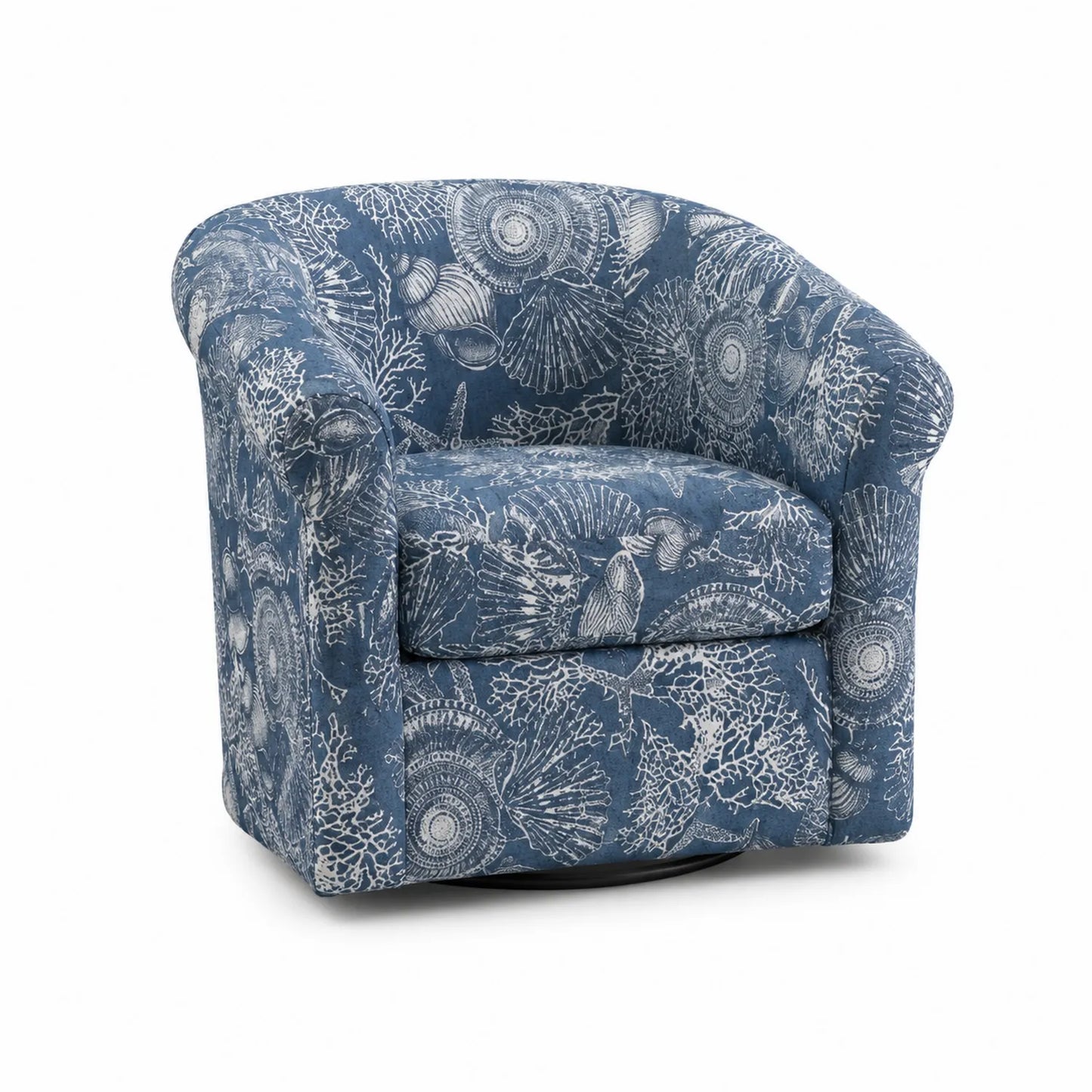 Fauteuil pivotant en tissu motif marin bleu