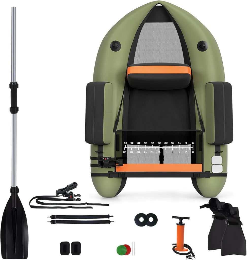 Bateau de P¨ºche Gonflable pour Adultes avec Palmes et Pagaie, Capacit¨¦ 160 kg