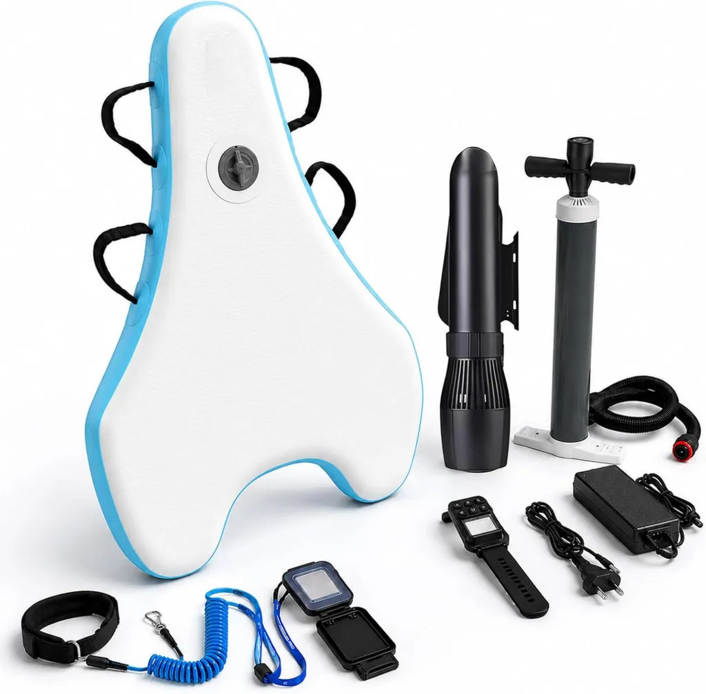 Planche de Surf ¨¦lectrique Multifonction 2 en 1, Bodyboard Gonflable pour Adultes avec Moteur 500W/700W, Vitesse 3-7 km/h, Autonomie 40-130 Min, Modes Double pour Tous Niveaux