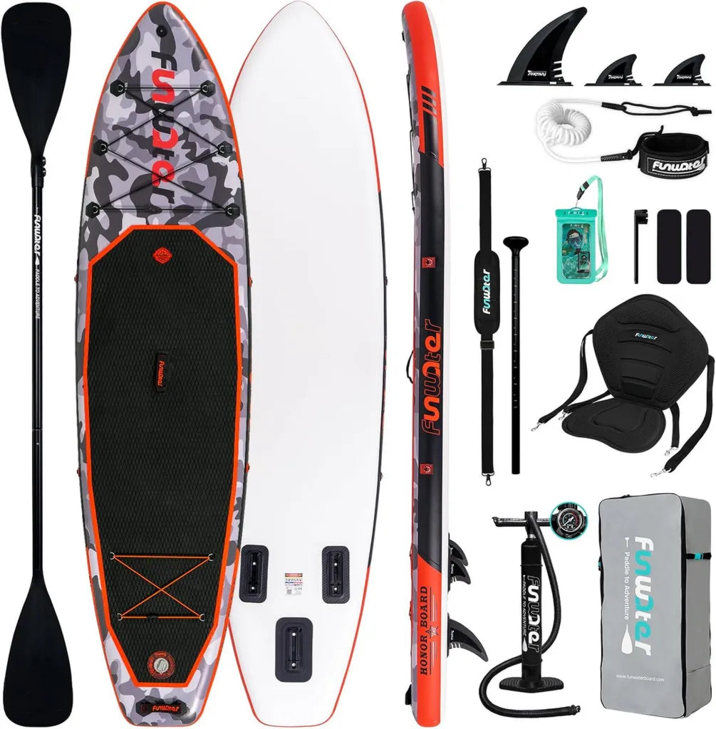 Planche de Paddle Gonflable FunWater Ultra-L¨¦g¨¨re pour Adultes et Jeunes avec Accessoires Complets