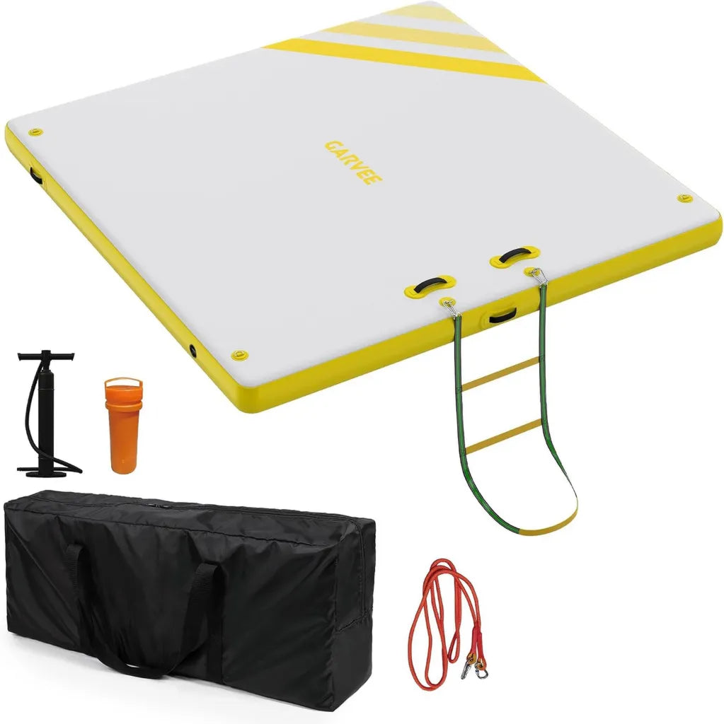 Plateforme Gonflable Ultra-Stable pour Loisirs Aquatiques, PVC R¨¦sistant, Antid¨¦rapant, Inclus ¨¦chelle et Ancrages, Parfait pour Piscine et Lac