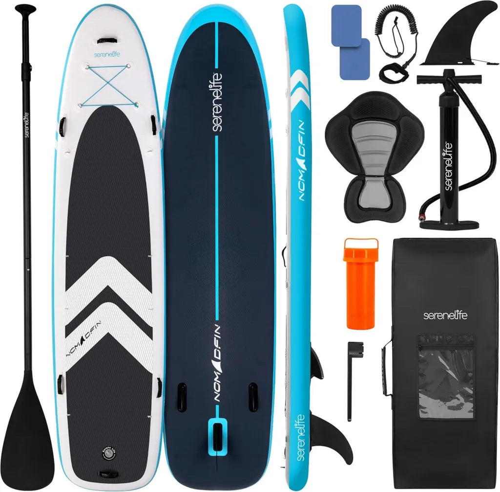 Planche de Paddle Gonflable Familiale XL 350-370 cm - Pour 2 Adultes et 1 Enfant, 205 kg de Capacit¨¦, Si¨¨ge et Kit Complet Inclus