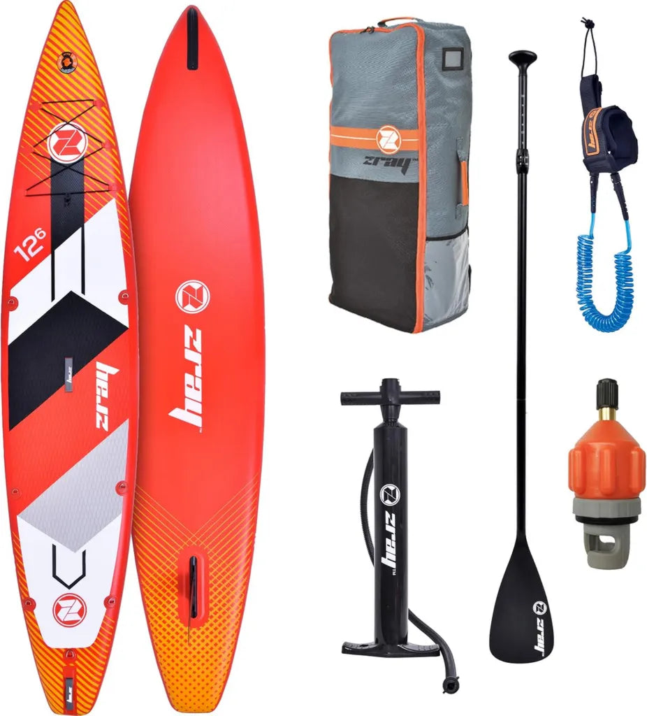 ZRAY R1 Racing - Pack Complet de Stand Up Paddle - 381 x 76 x 15 cm - Planche Gonflable de Tourisme Rapide pour 1 Personne - Inclut Pompe, Pagaie et Sac ¨¤ Dos