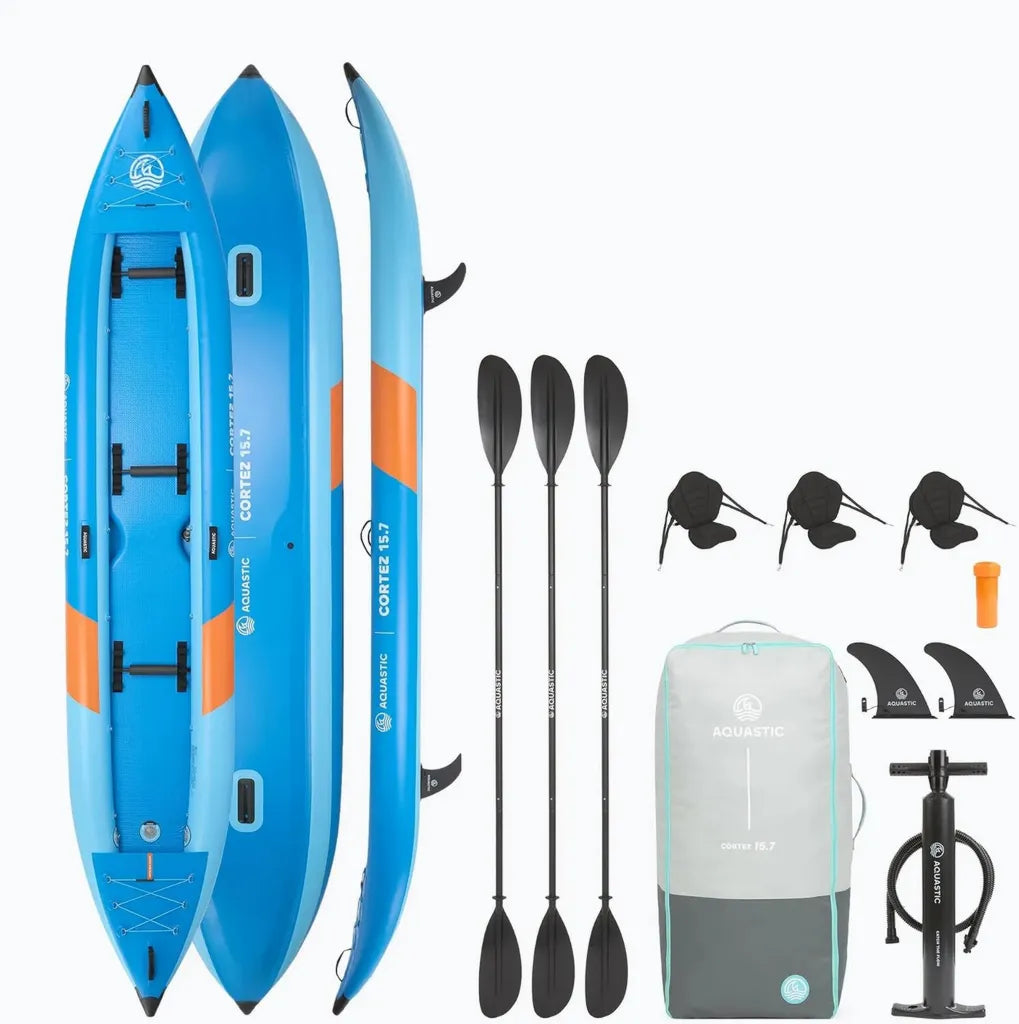 Kayak Gonflable 3 Places Cortez avec Fond Drop-Stitch et Accessoires