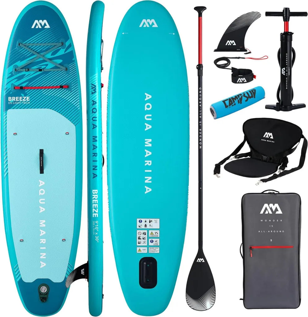 Aqua Marina Breeze Planche de Paddle Gonflable 9'10' Argent¨¦e pour D¨¦butants ¨C Ensemble Complet ¨C ¨¦dition Limit¨¦e Bleue