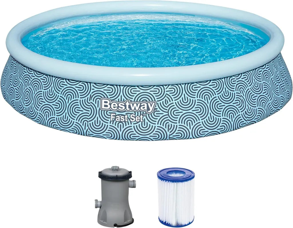 Piscine Gonflable Ronde Fast Set Bestway - 396 x 396 x 84 cm - Couleur Grise