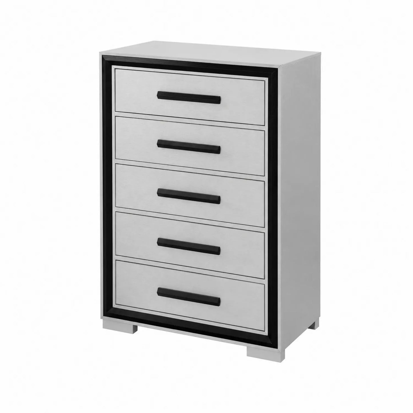 Commode à 5 tiroirs en bois Blanc et Noir