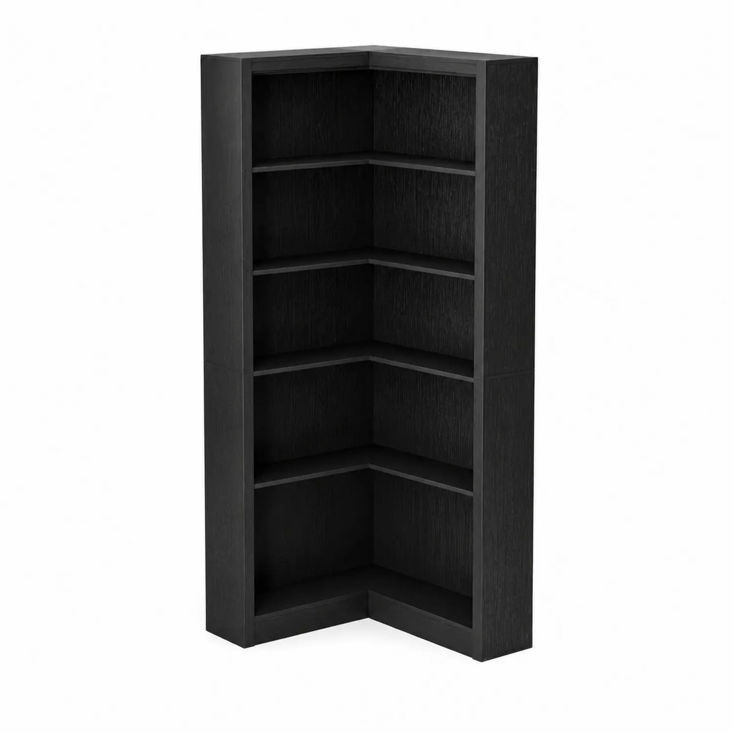 Bibliothèque d'angle 5 étagères en bois MDF noir 180 cm