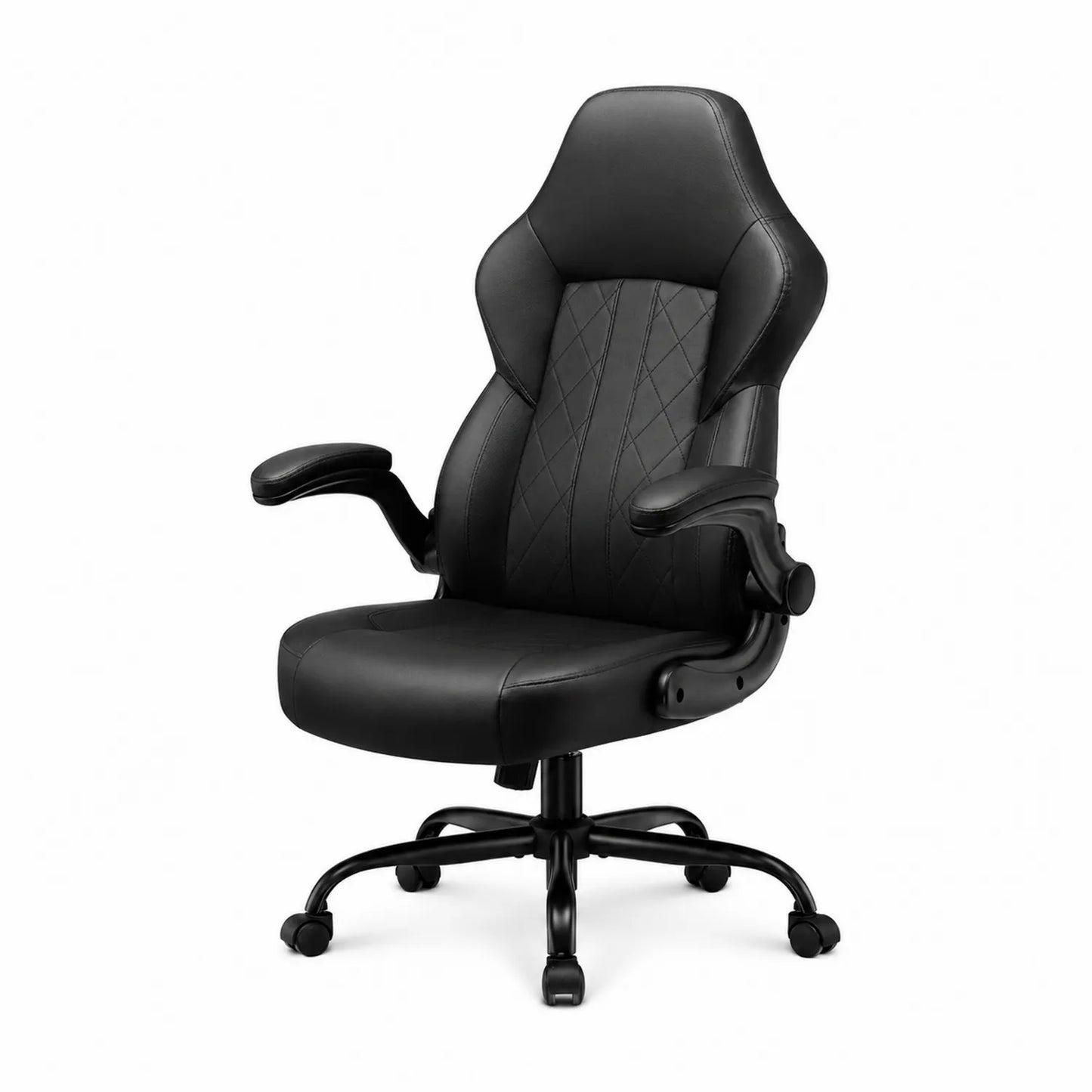 Chaise de bureau en cuir synthétique noir structure métallique