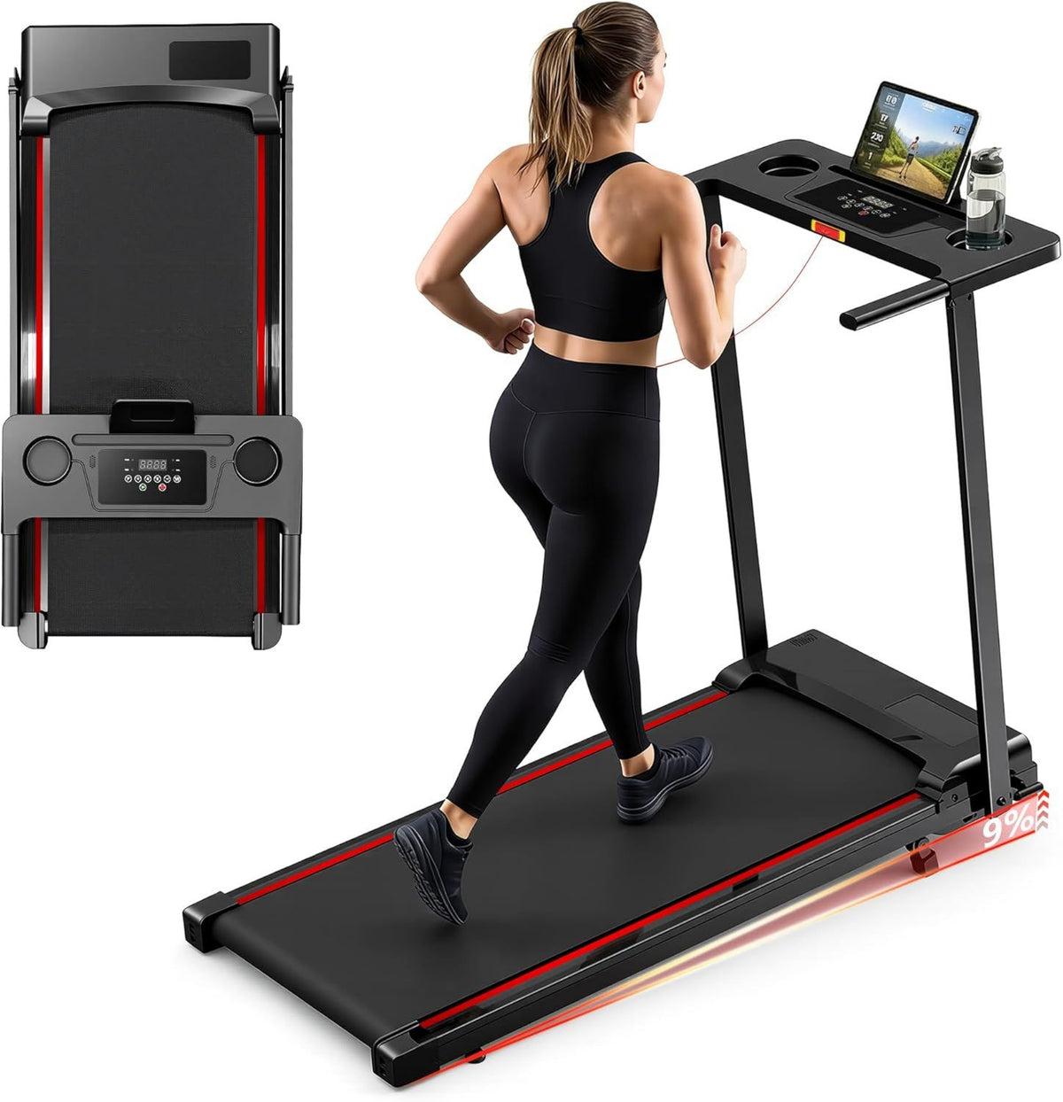 Tapis de marche ¨C inclinaison r¨¦glable, affichage LED, usage ¨¤ domicile, 120 kg, 12 km/h, 0 HP