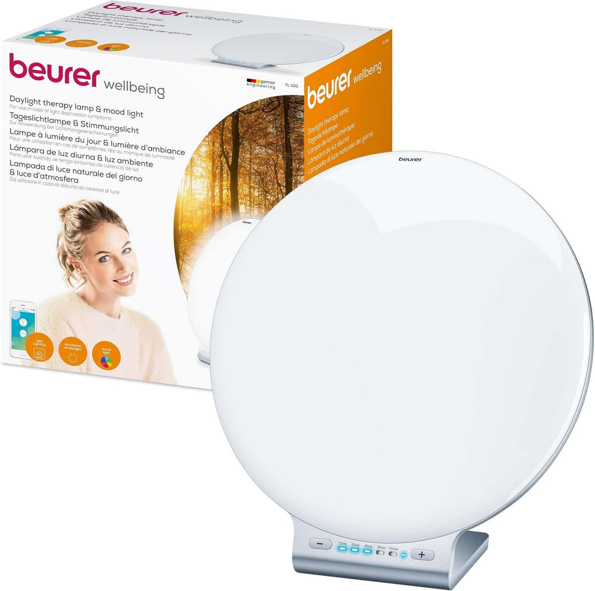 Beurer TL 100 Lampe LED lumi¨¨re du jour et lumi¨¨re - commande via application, affichage LED