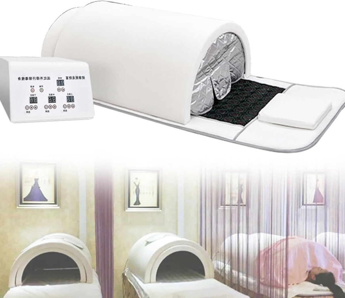 Sauna vapeur portable - infrarouge lointain, pivotant, format portable, blanc
