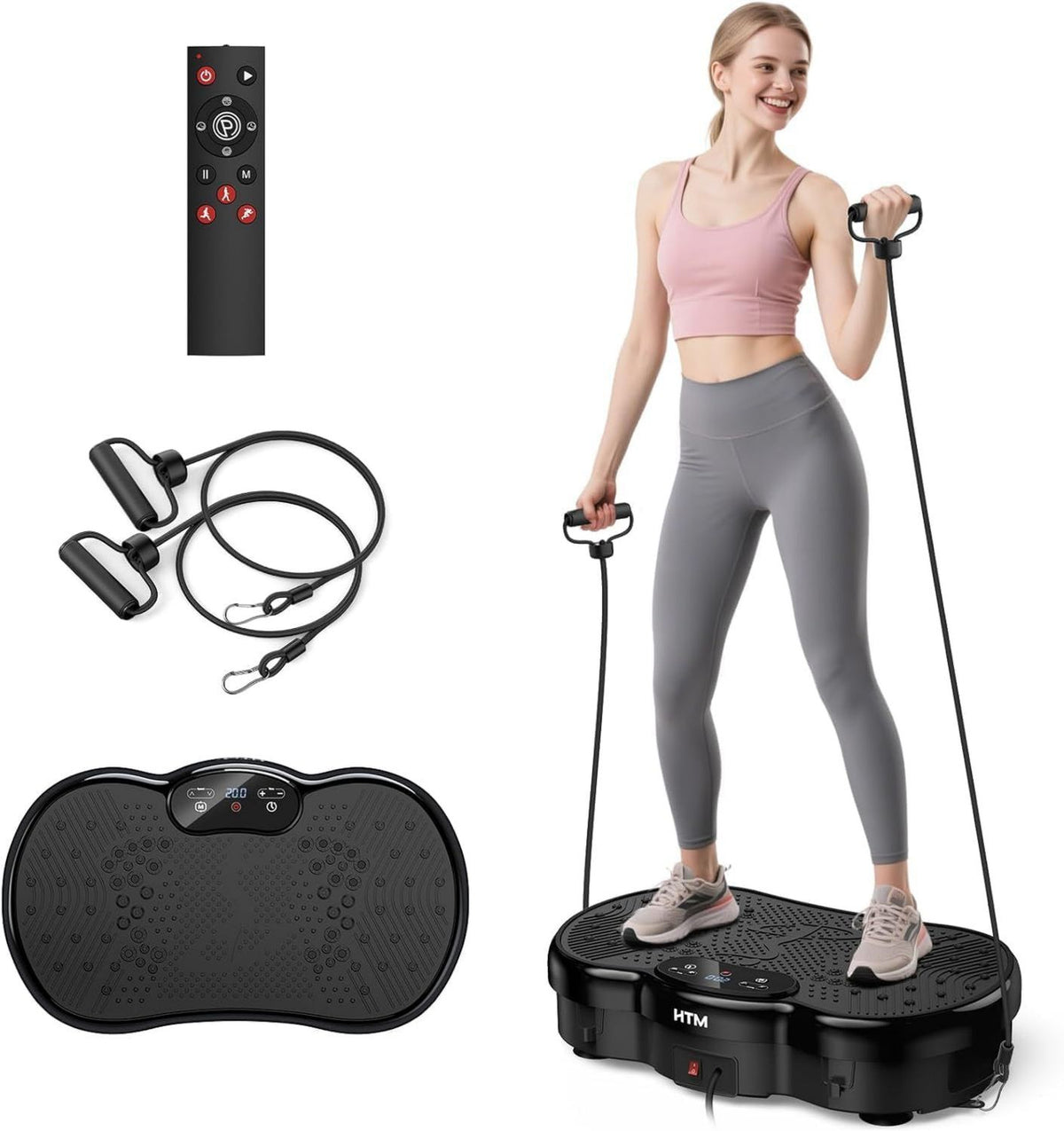 Plateforme vibrante - avec bandes de r¨¦sistance, 136 kg, 120 Vitesses, 9 Modes, HTM
