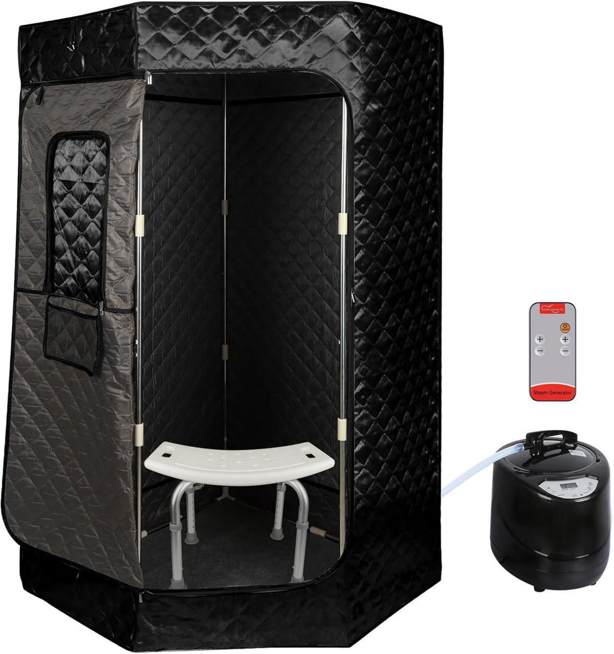 Sauna vapeur portable - pliable, avec t¨¦l¨¦commande, format portable, usage ¨¤ domicile, 90 x 90 x 180cm, 3L, 1000 W, OHMG