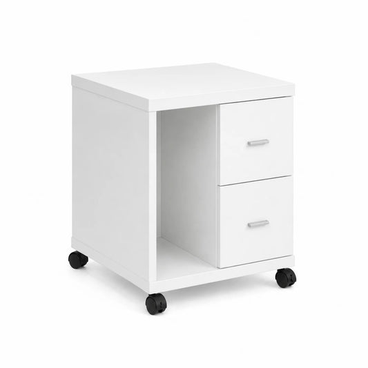 Classeur à roulettes blanc avec 2 tiroirs en MDF