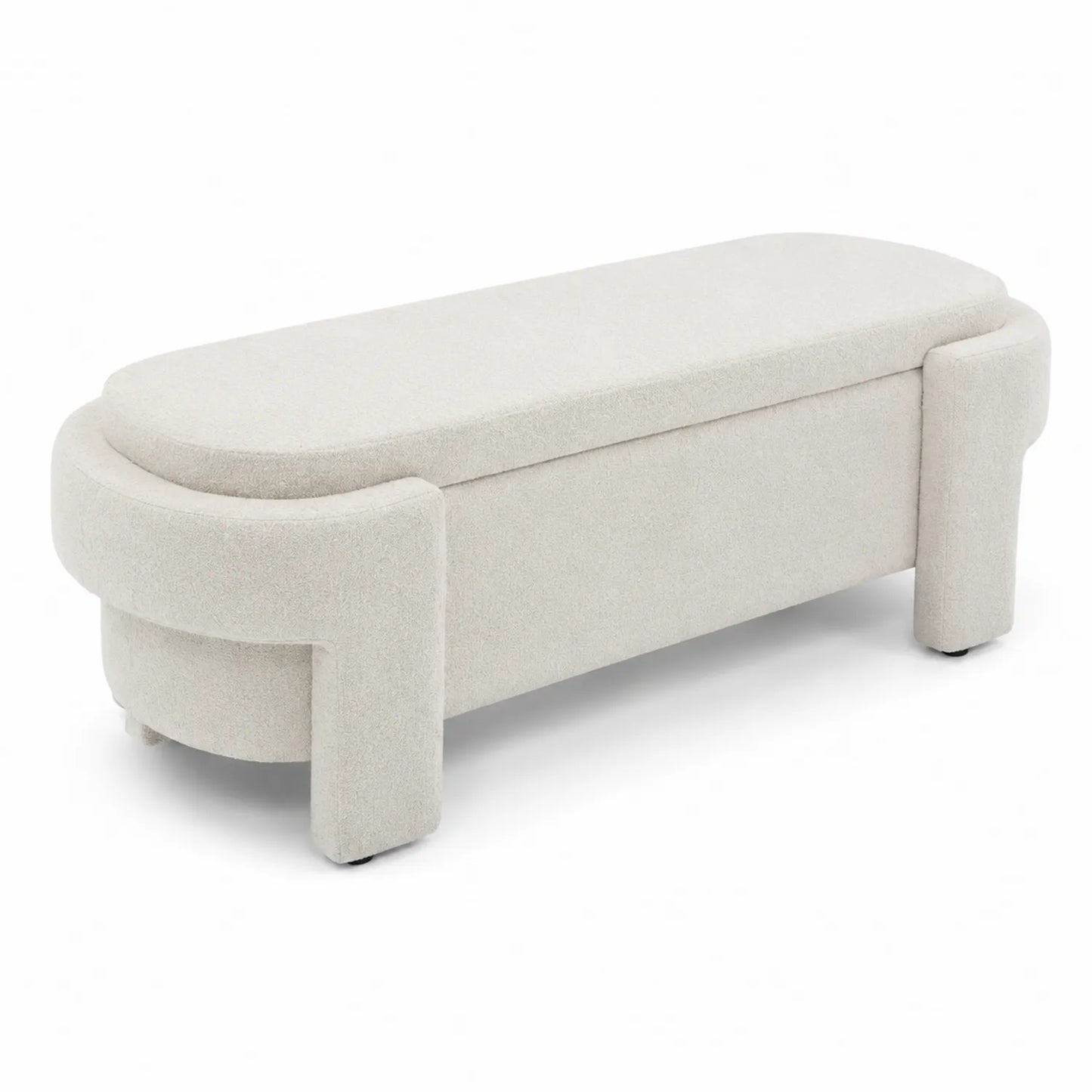 Banc de salon en tissu beige avec rangement intégré 120x40x45 cm
