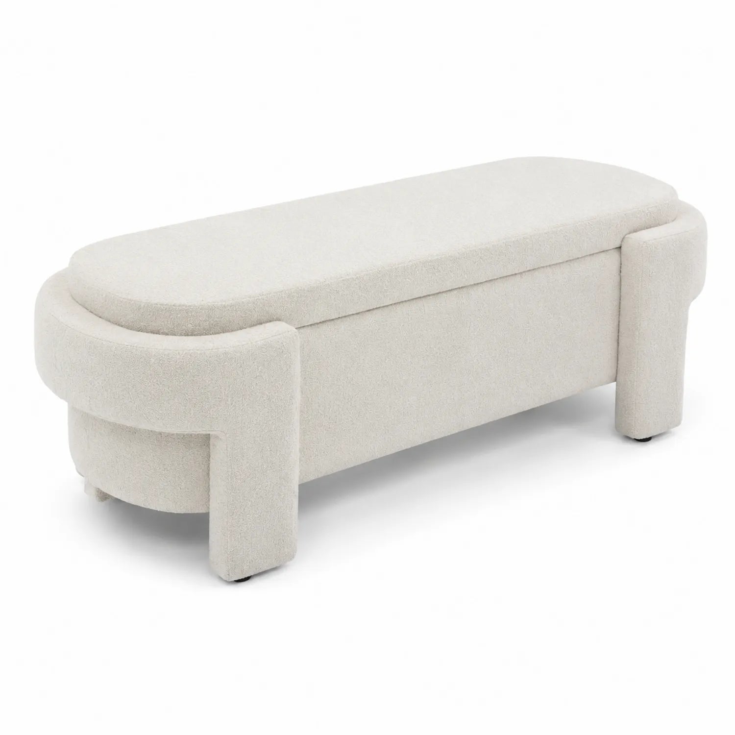 Banc de salon en tissu beige avec rangement intégré 120x40x45 cm