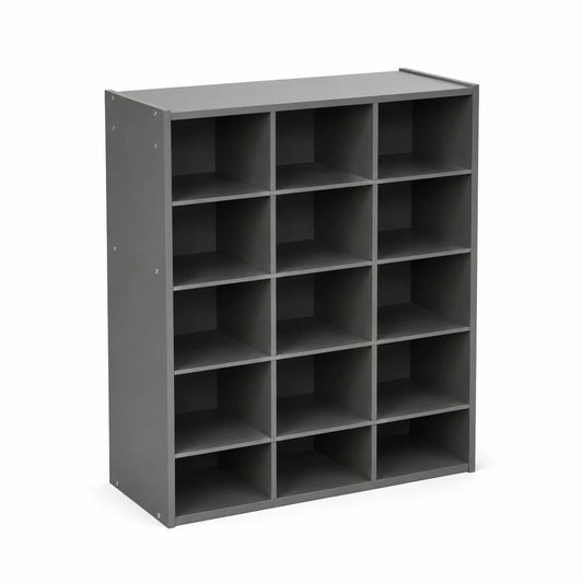 Étagère de rangement 16 casiers en bois gris foncé 105x95x30 cm