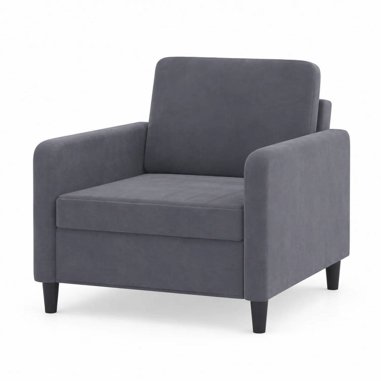 Fauteuil en velours Gris avec pieds en bois