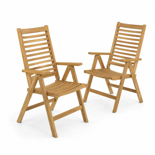 Paire de chaises pliantes en bois de teck