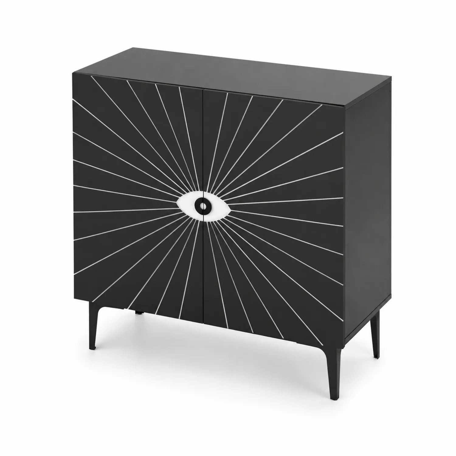 Armoire en MDF noir avec motif œil 80x40x100 cm
