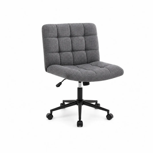 Chaise de bureau ajustable en tissu gris avec base en métal