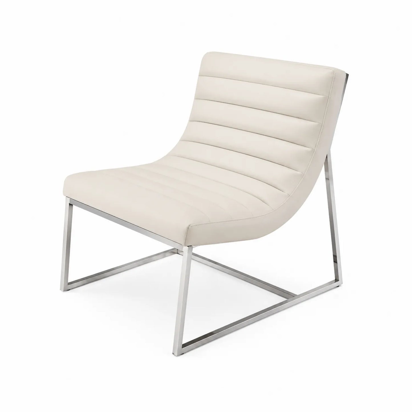 Chaise en acier inoxydable et cuir synthétique Beige