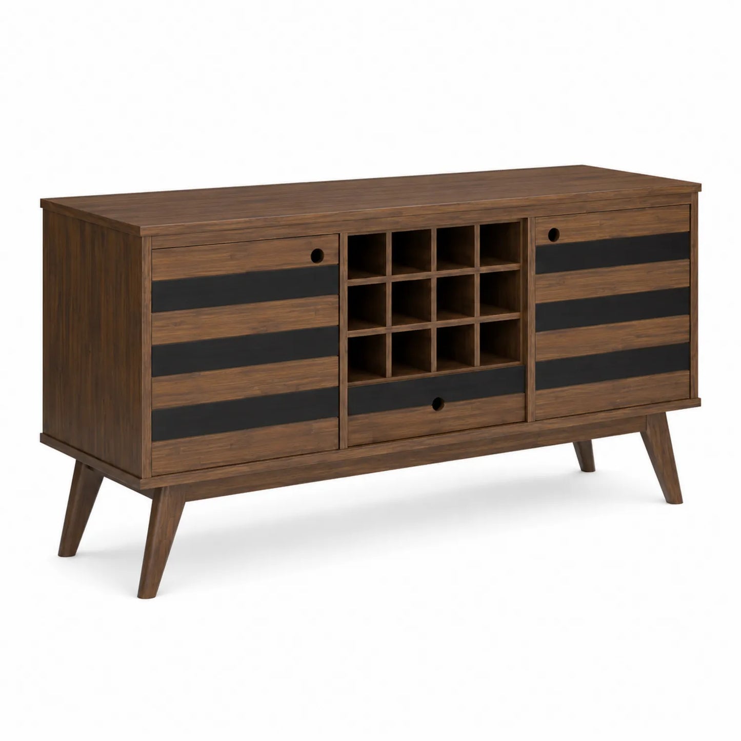 Buffet en bois avec portes et casiers à vin
