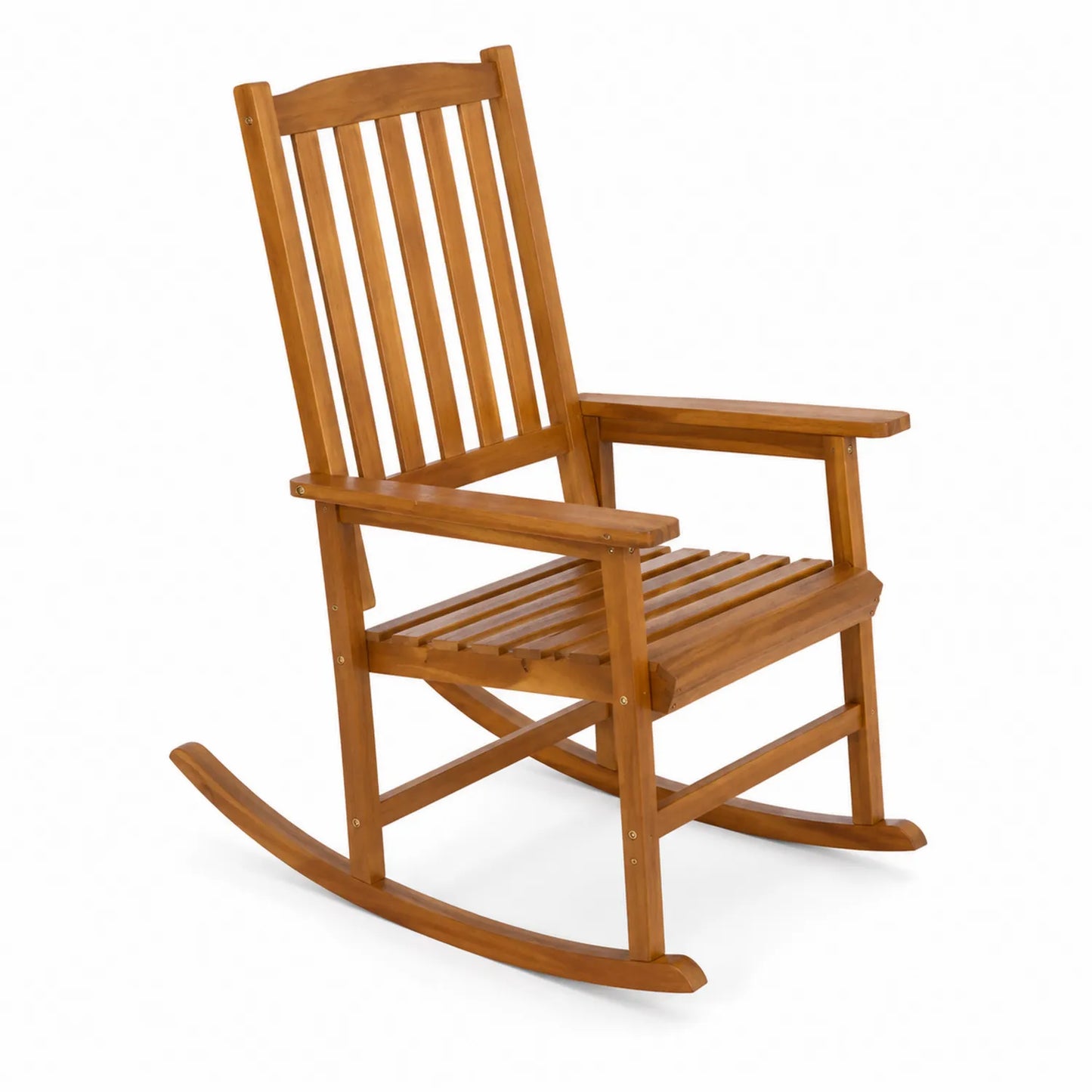 Chaise à bascule en bois d'acacia brun