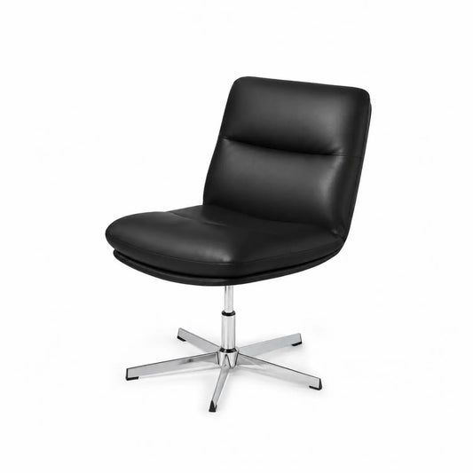 Chaise pivotante en cuir synthétique Noir avec base en métal