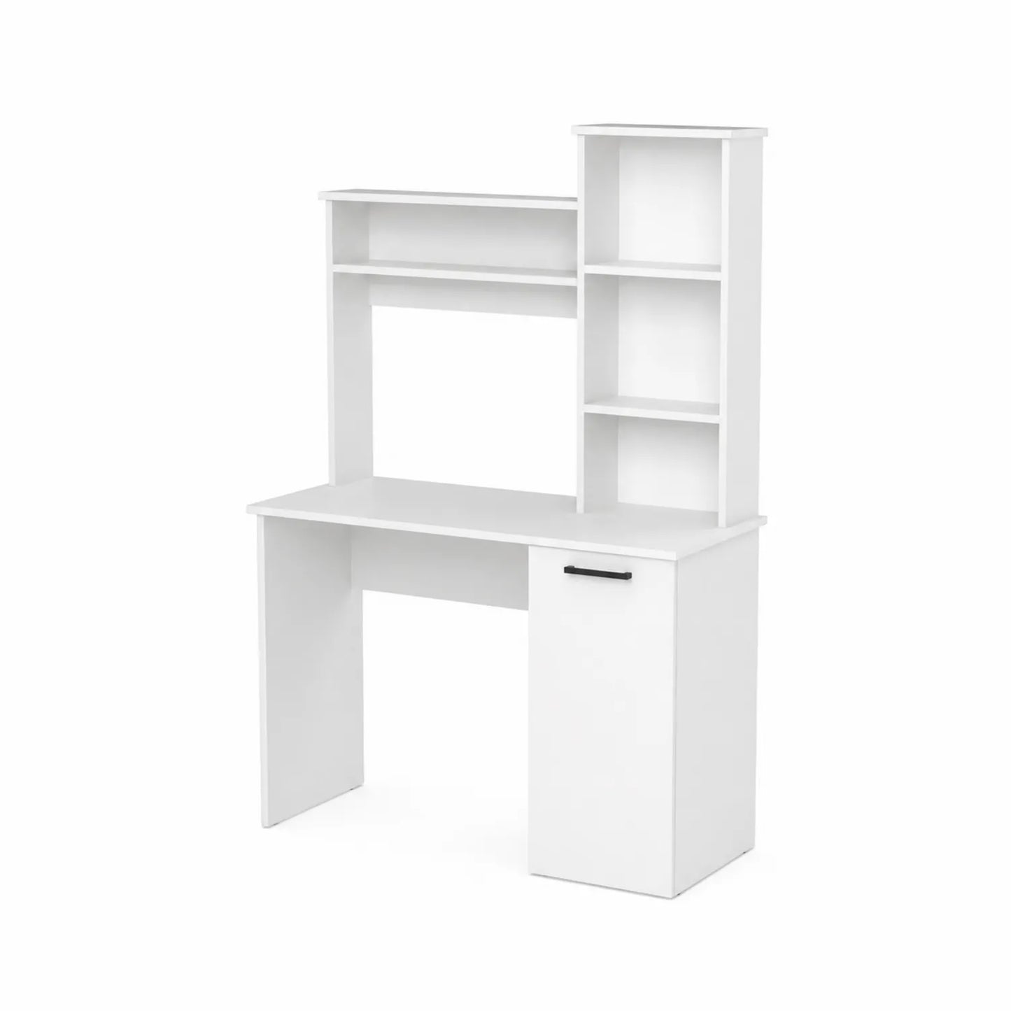 Bureau en bois avec étagères de rangement 120 cm, Blanc