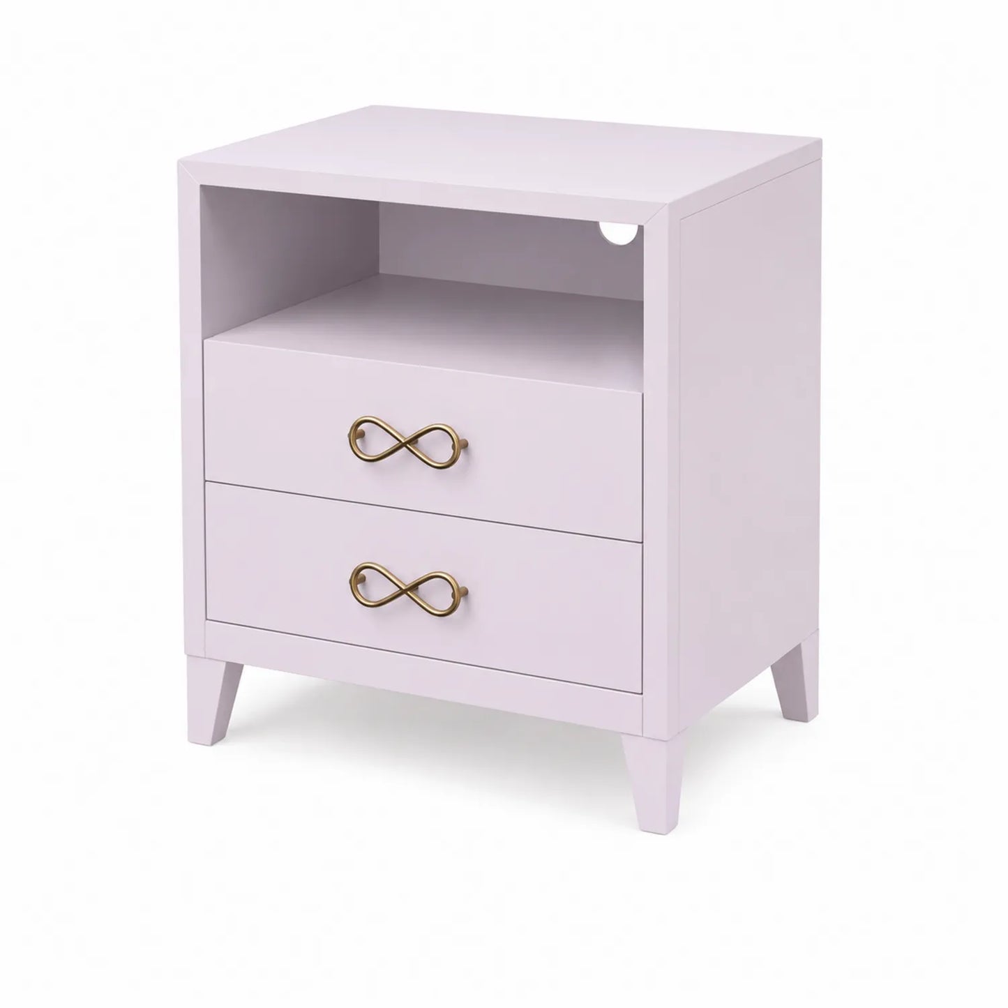 Table de nuit en bois avec poignées en laiton Rose