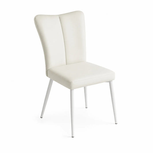 Chaise en cuir synthétique blanc avec pieds en métal