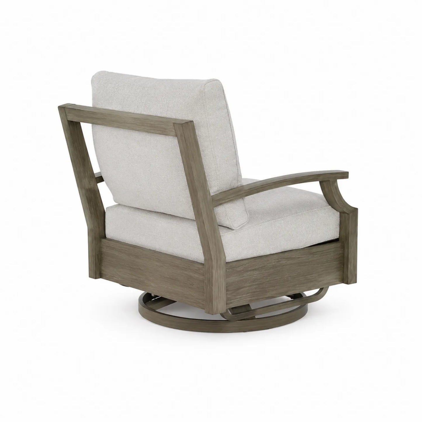 Fauteuil pivotant d'extérieur en bois et tissu polyester beige