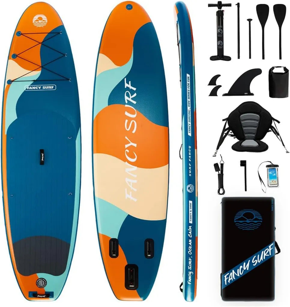 Planche de Paddle Gonflable pour Adultes 351x89 cm, Capacit¨¦ 200 kg avec Pompe, Sac ¨¤ Dos, Accessoires et Pochette ¨¦tanche, Parfaite pour P¨ºche, Yoga et Sports Nautiques