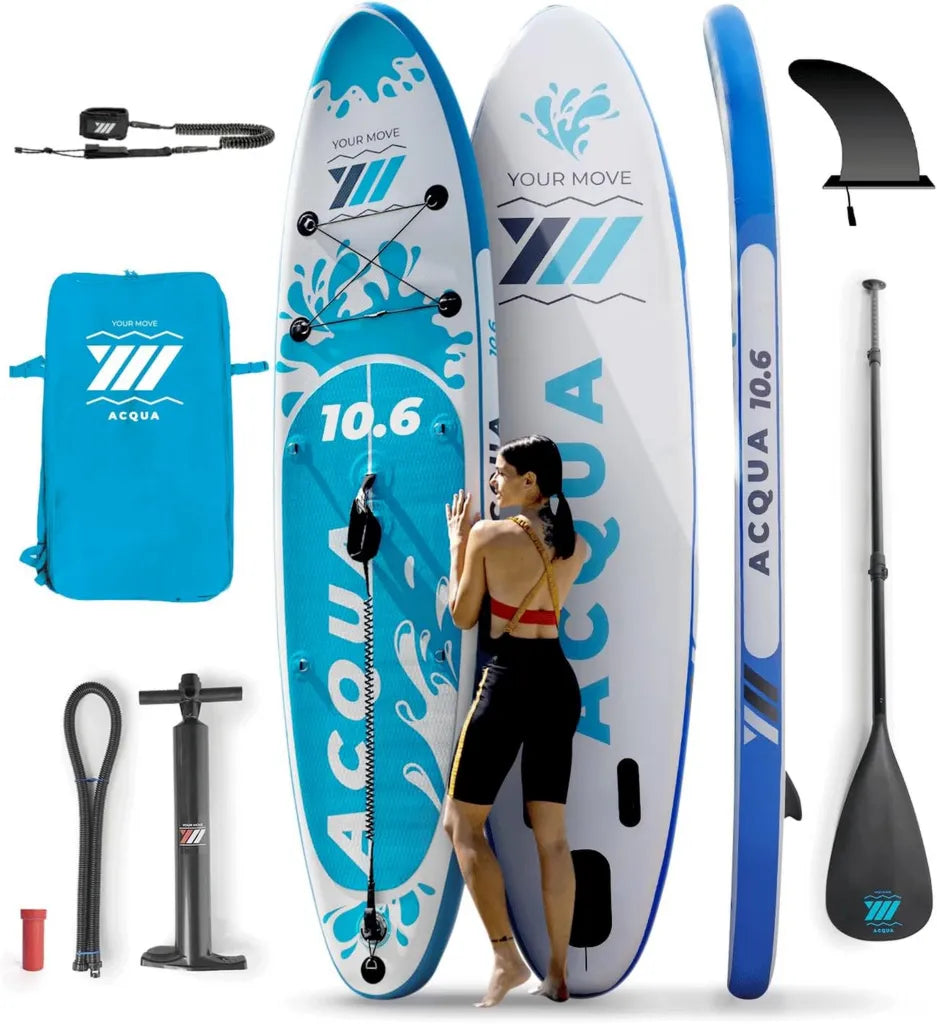Planche de Paddle Gonflable YM, Design Italien, Blanc/Bleu, Accessoires Inclus, Technologie Avanc¨¦e