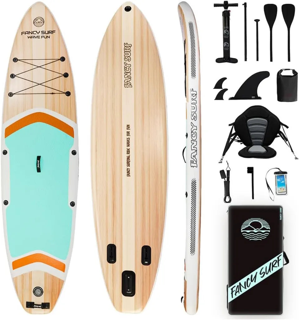 Planche de Paddle Gonflable Adulte 351x89 cm, Capacit¨¦ 200 kg avec Pompe, Ailerons, Sac ¨¤ Dos, Accessoires et Pochette ¨¦tanche, Parfaite pour P¨ºche, Yoga et Randonn¨¦e Aquatique