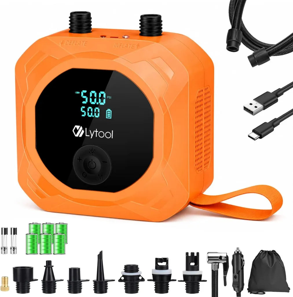 Pompe ¨¦lectrique SUP avec Option Batterie, Gonfleur Lytool Haute Pression 50 PSI pour Planches, Bateaux et Kayaks