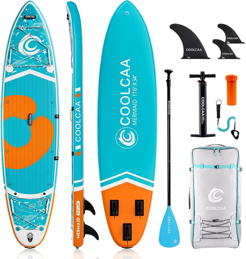 Planche de Paddle Gonflable Adulte COOLCAA, SUP avec Accessoires Premium, Charge Max 210 KG