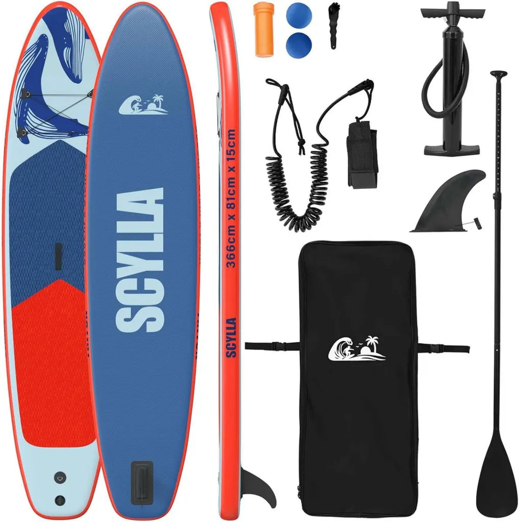 Planche de Paddle Gonflable VidaXL 366 cm - Bleu - Id¨¦ale pour Adultes - R¨¦sistante aux UV - Utilisation en Lac et Rivi¨¨re