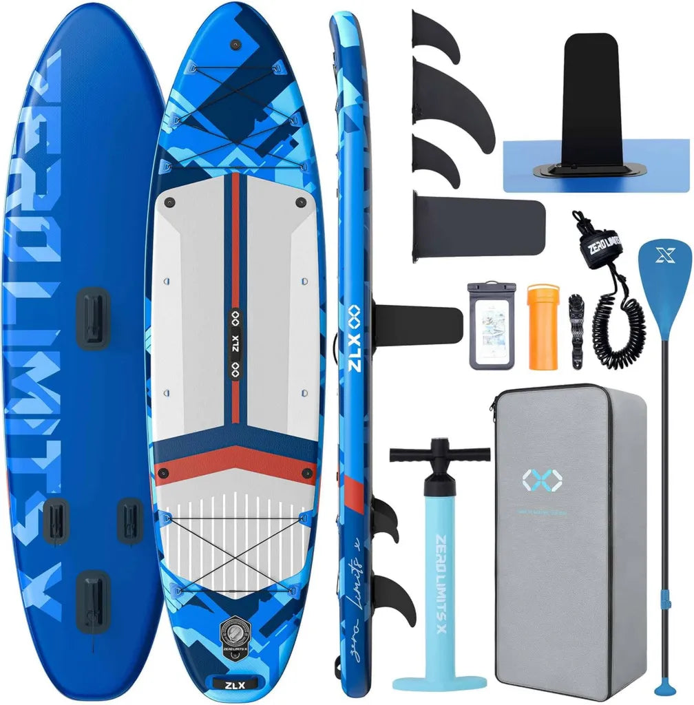 Planche de Paddle Gonflable 350 CM ZLX - Conception Stable pour Tous Niveaux, Adultes & Jeunes, Plateau Antid¨¦rapant avec Paddle R¨¦glable et Laisse de S¨¦curit¨¦
