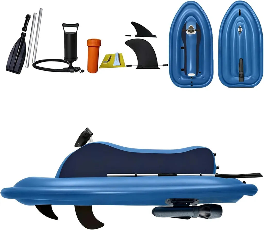 Scooter Nautique ¨¦lectrique Gonflable Multifonction, Charge Maxi 150 kg, 9 Vitesses, Autonomie 130 Min pour Adultes