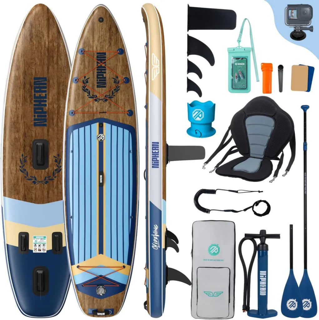 Grande Planche de Paddle Gonflable, 2+1 Personnes Id¨¦al pour Familles, avec Aileron et Housse ¨¦tanche