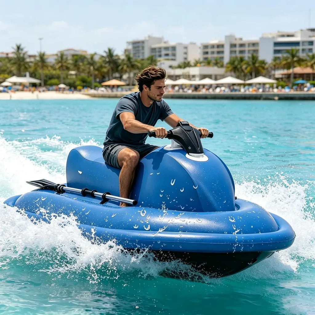 Scooter Sous-Marin ¨¦lectrique 2 Places, Planche de Surf Motoris¨¦e 500W/700W, Bateau Pneumatique Pliable avec Propulseur
