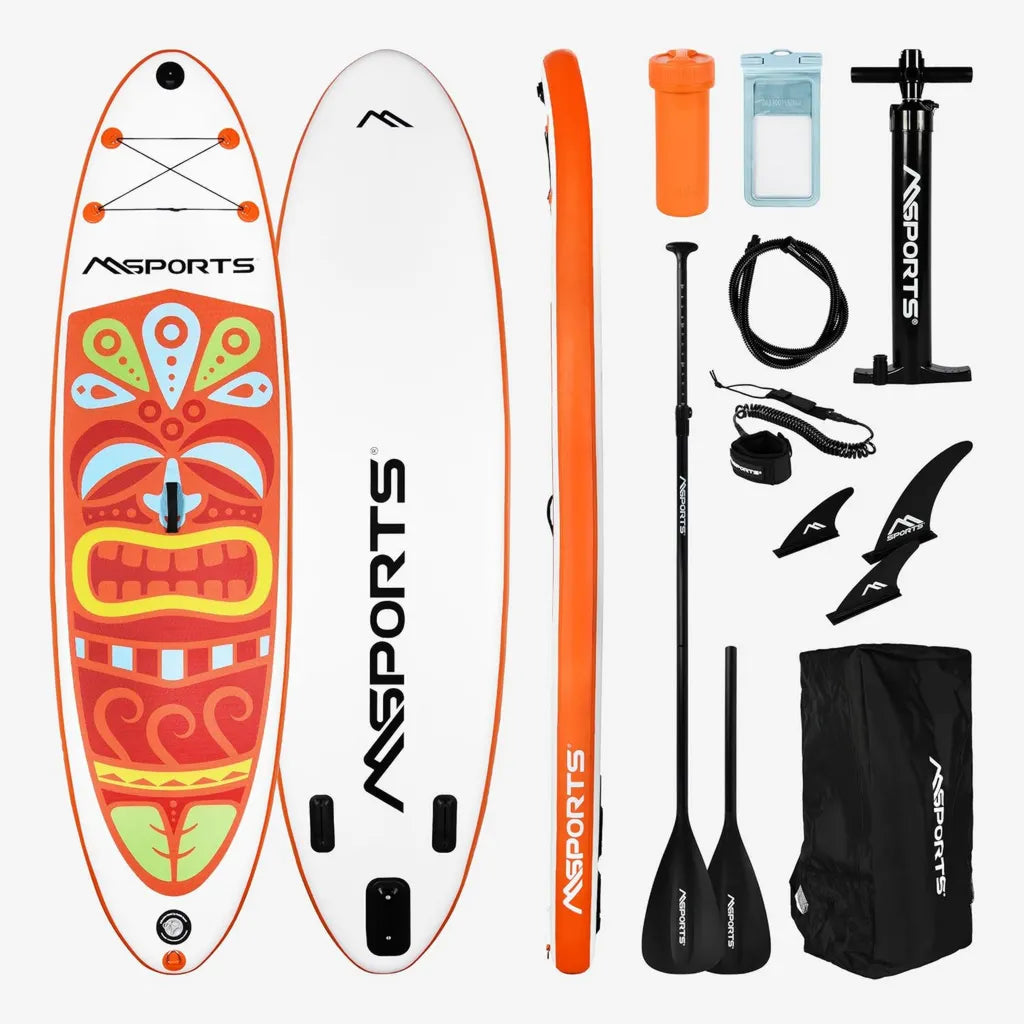 MSPORTS Paddle Gonflable Stand Up avec Accessoires Complets et Pompe Haute Qualit¨¦