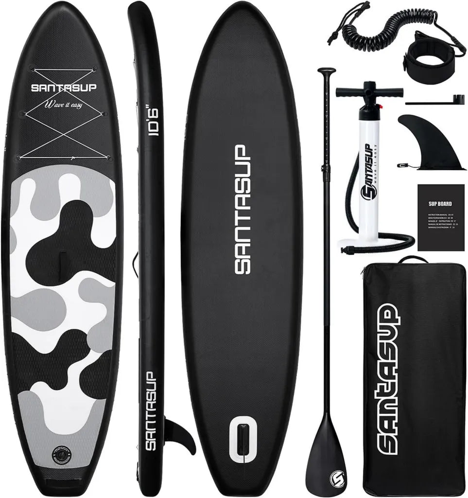 Planche de Paddle Gonflable avec Accessoires, Pont EVA Antid¨¦rapant, Options 10'6' ou 11' pour Tous Niveaux, Inclut Sac ¨¤ Dos