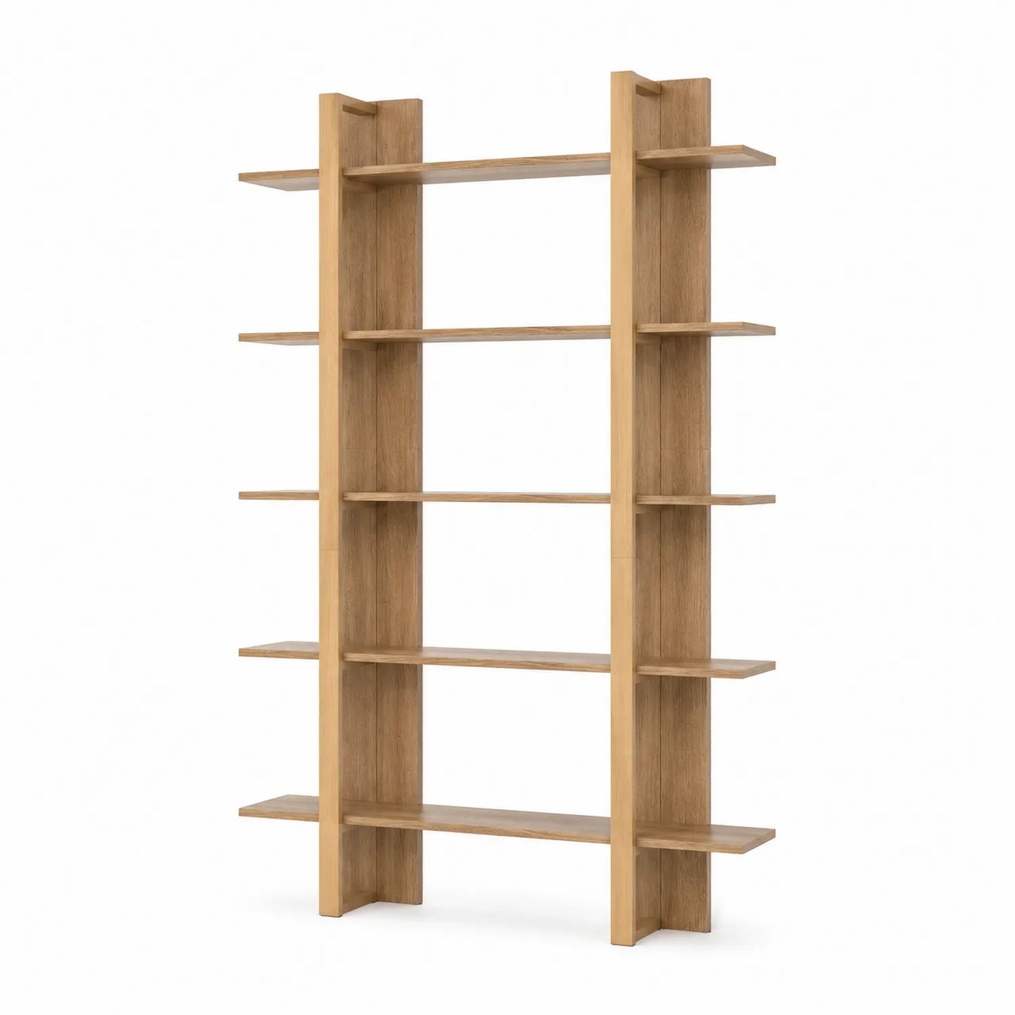 Étagère en bois clair 5 niveaux 200x120x30 cm