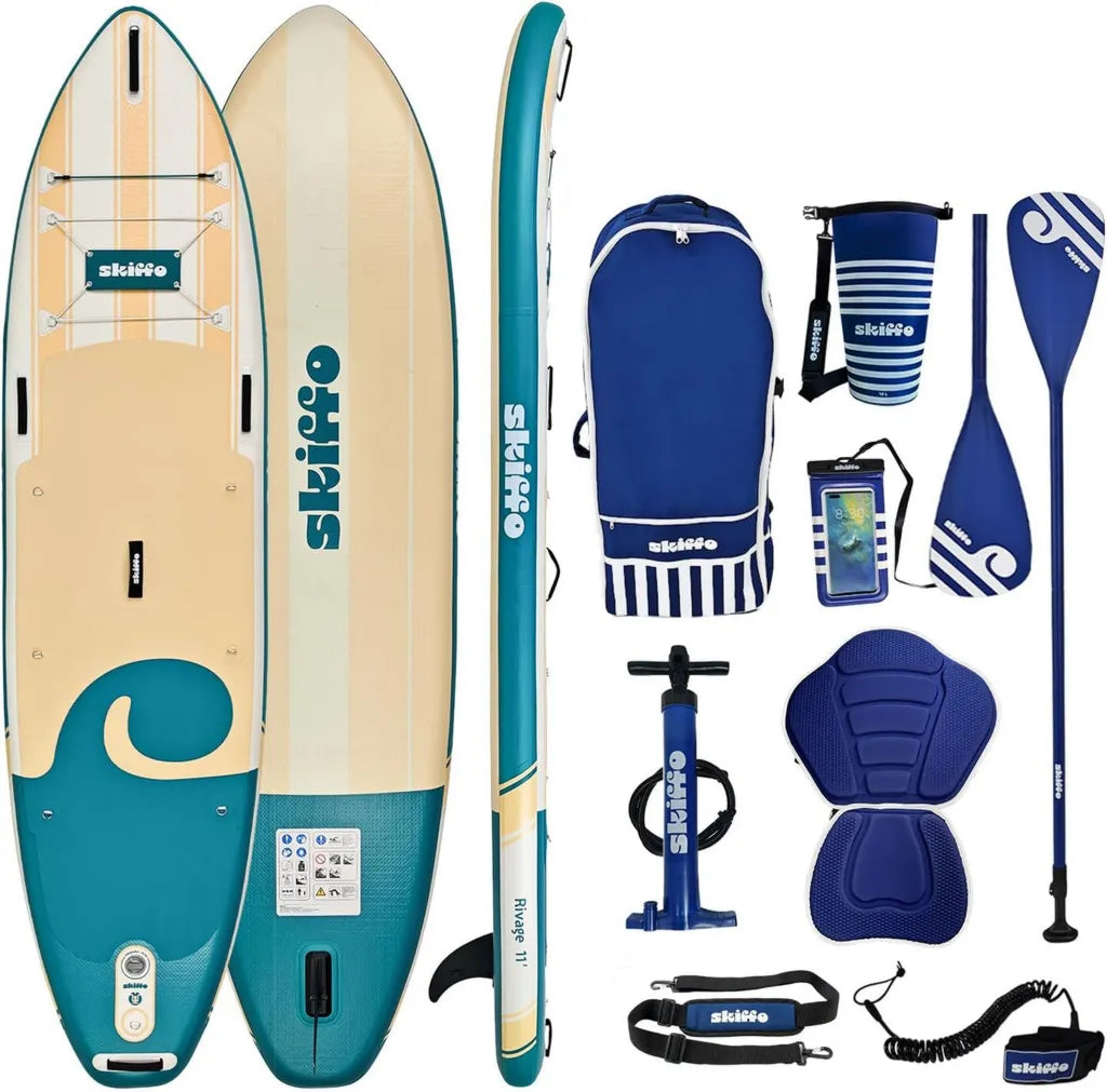 Planche Paddle Gonflable Skiffo Rivage 11' - Kit Complet Kayak et Paddle - 335x86x15cm - Charge Max 160 kg - Stable et Polyvalent
