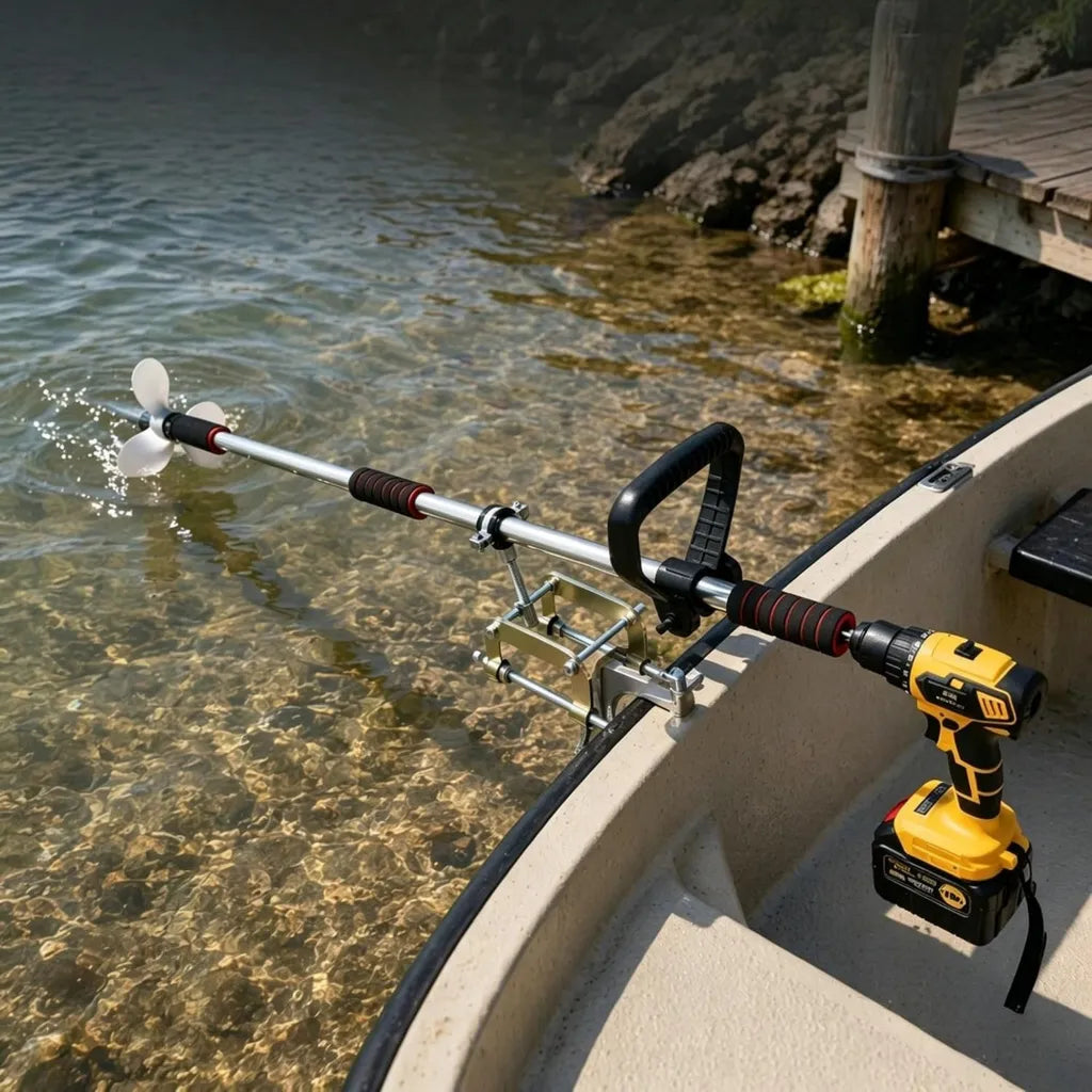 Pagaie ¨¤ Moteur pour Kayak avec H¨¦lice Haute Performance, Kit de Propulsion Manuel (1-1,25m) et Fixation ¨¤ Pince, Compatible Perceuse sans Fil