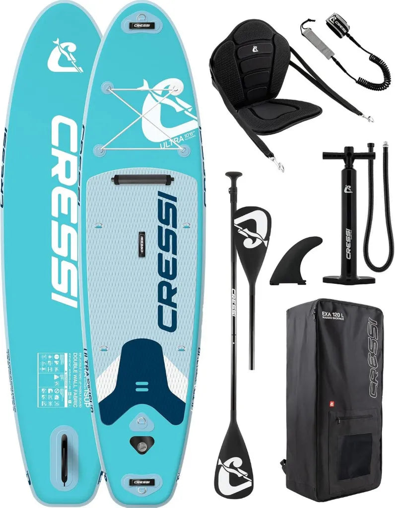 CRESSI Stand Up Paddle Gonflable - Kit Complet avec Pagaie, Pompe et Sac - Planche Stable pour Adultes - Max 130 kg